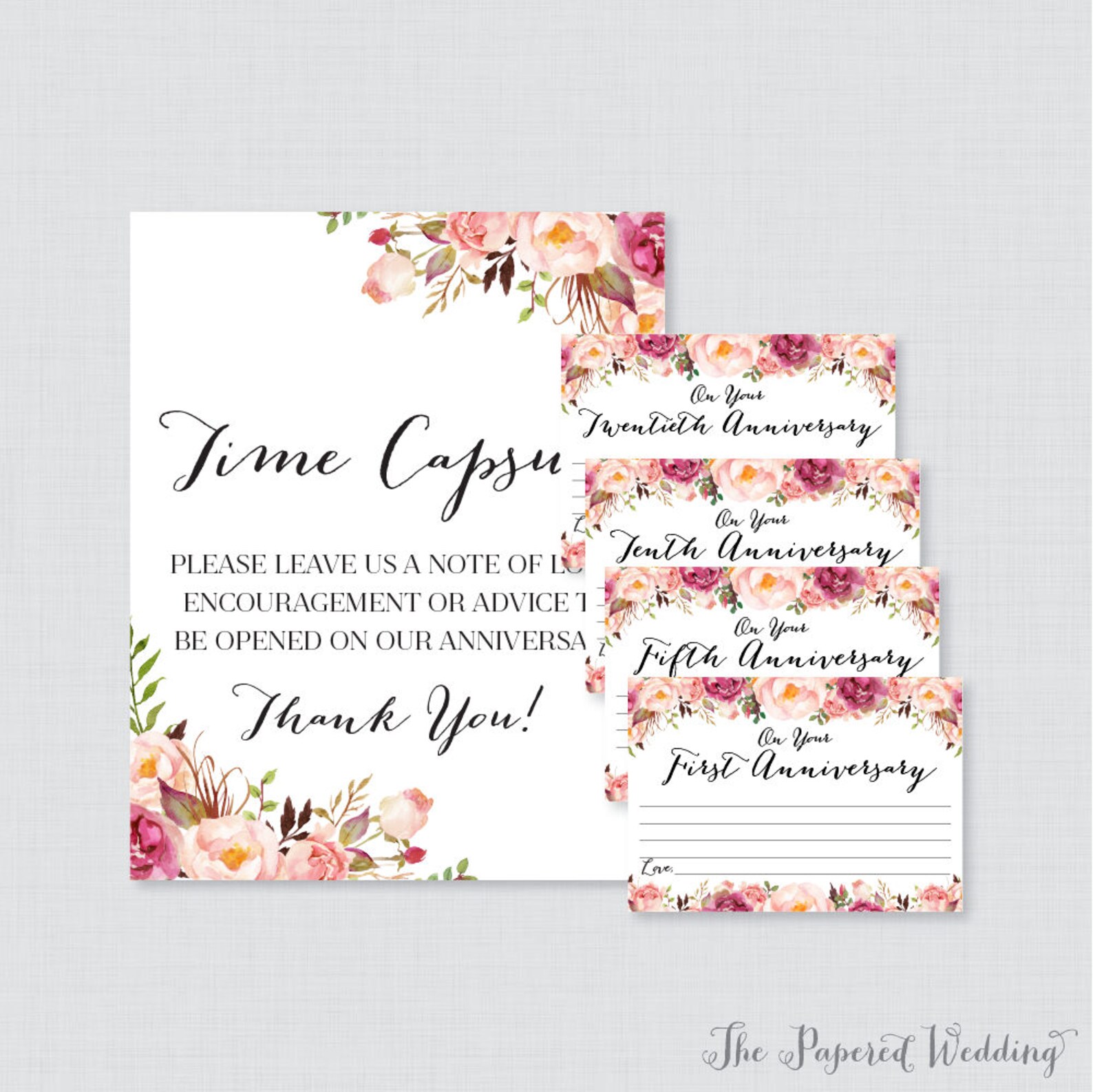 Printable Wedding Time Capsule Activity Pink Floral Advice Etsy