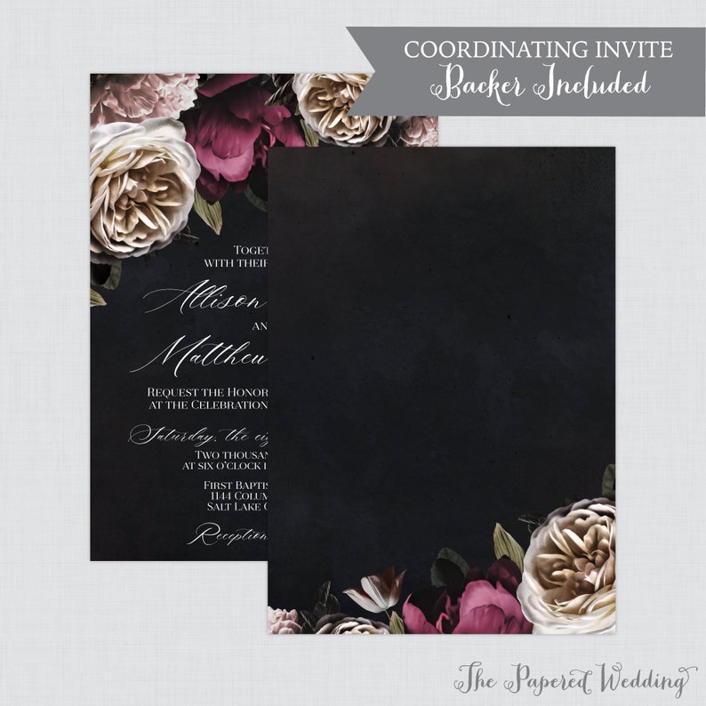 Printable OR Printed Wedding Invitations With Burgundy Pink - Etsy