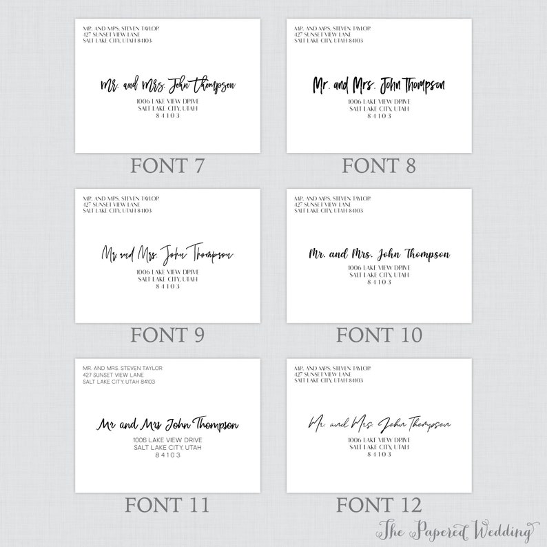 A7 Printed Envelopes with Custom Fonts and Colors Printed Wedding Envelopes with Guest Addresses Custom Recipient Address Printing 0032 image 4