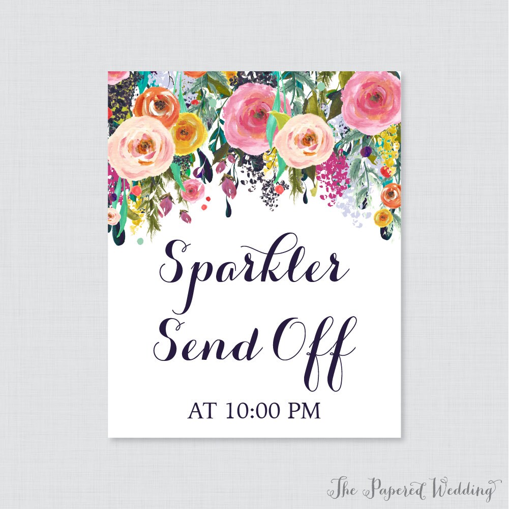 Send Off Sticker Printable Sparkler Send off Sign - Floral Wedding Sparkler Sign ...