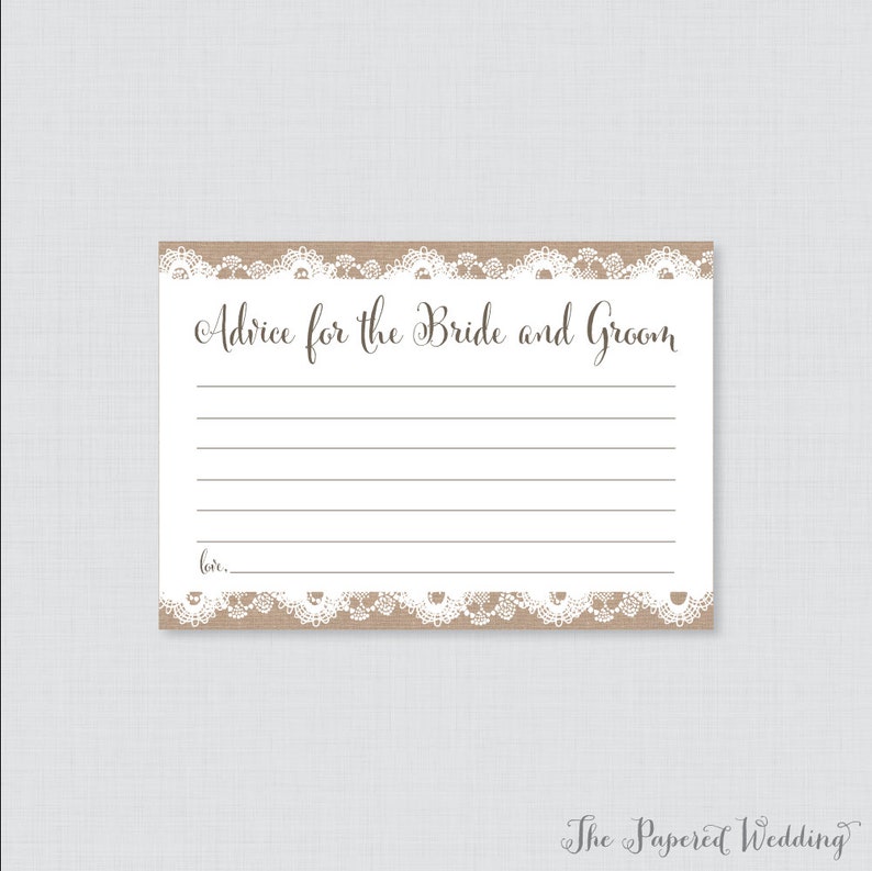 Printable Wedding Advice Cards Rustic Advice for the Bride - Etsy