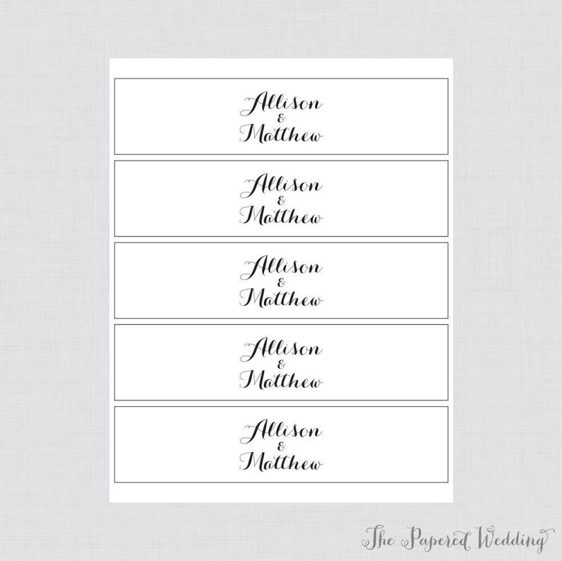 Printable OR Printed Wedding Water Bottle Labels Black and - Etsy