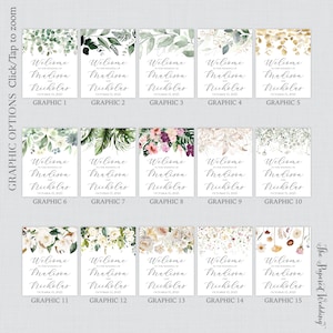 May include: Fifteen different wedding welcome sign designs featuring various floral and greenery illustrations. The signs all say "Welcome to the wedding of Madison and Nicholas" with the date "October 15, 2023".