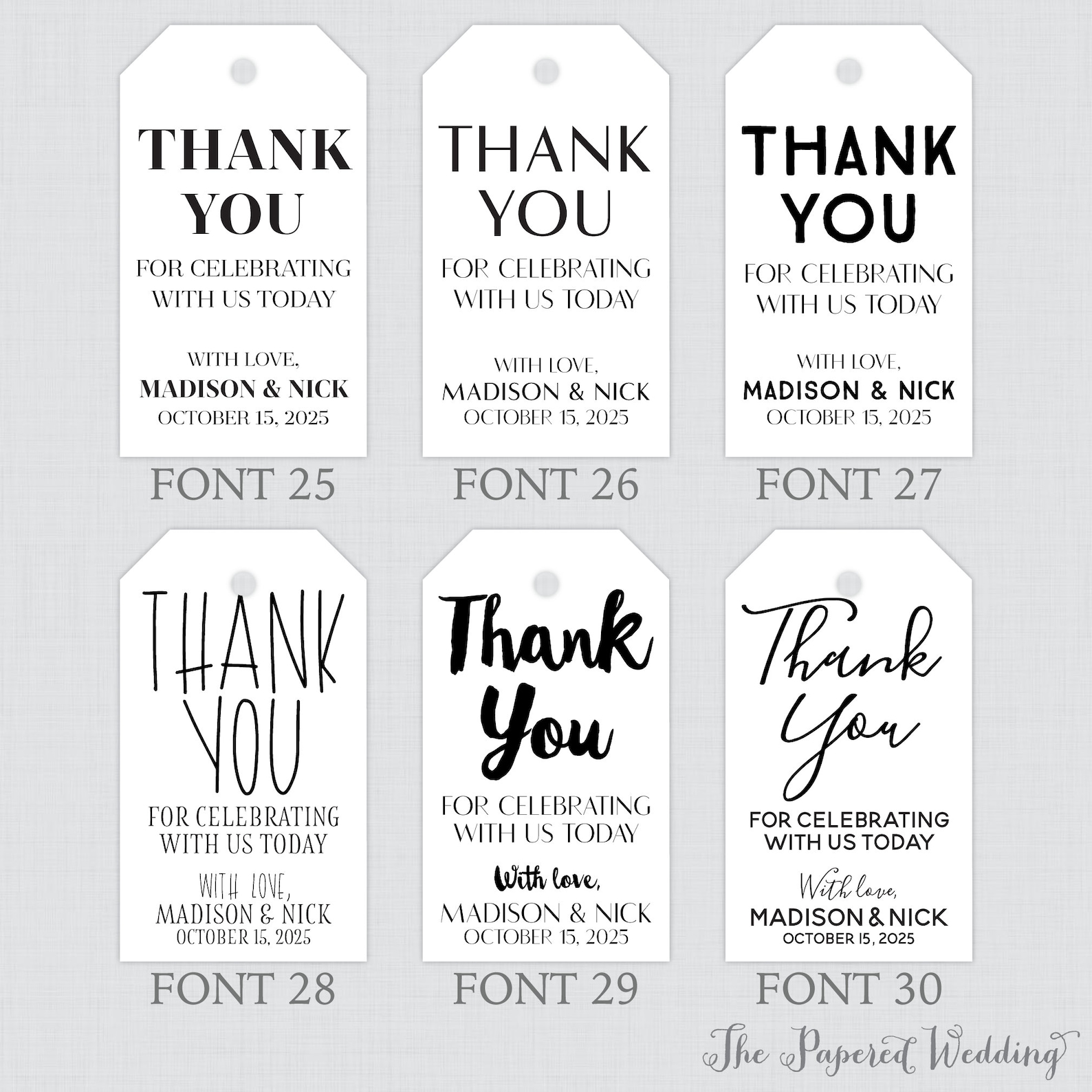 Printable OR Printed Wedding Favor Tags With Custom Colors and Fonts ...