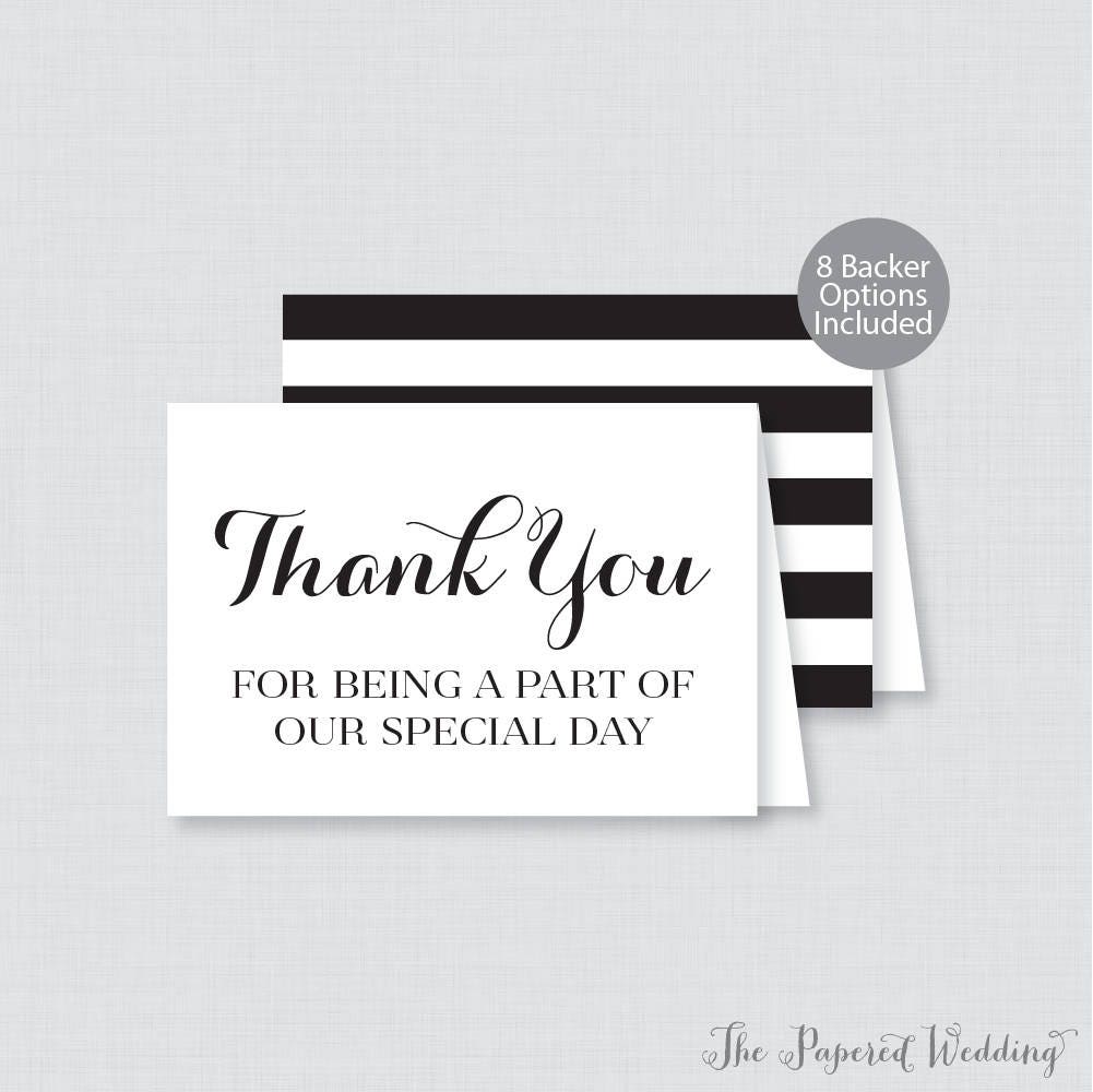 Printable Wedding Party Thank You Cards Black and White Etsy