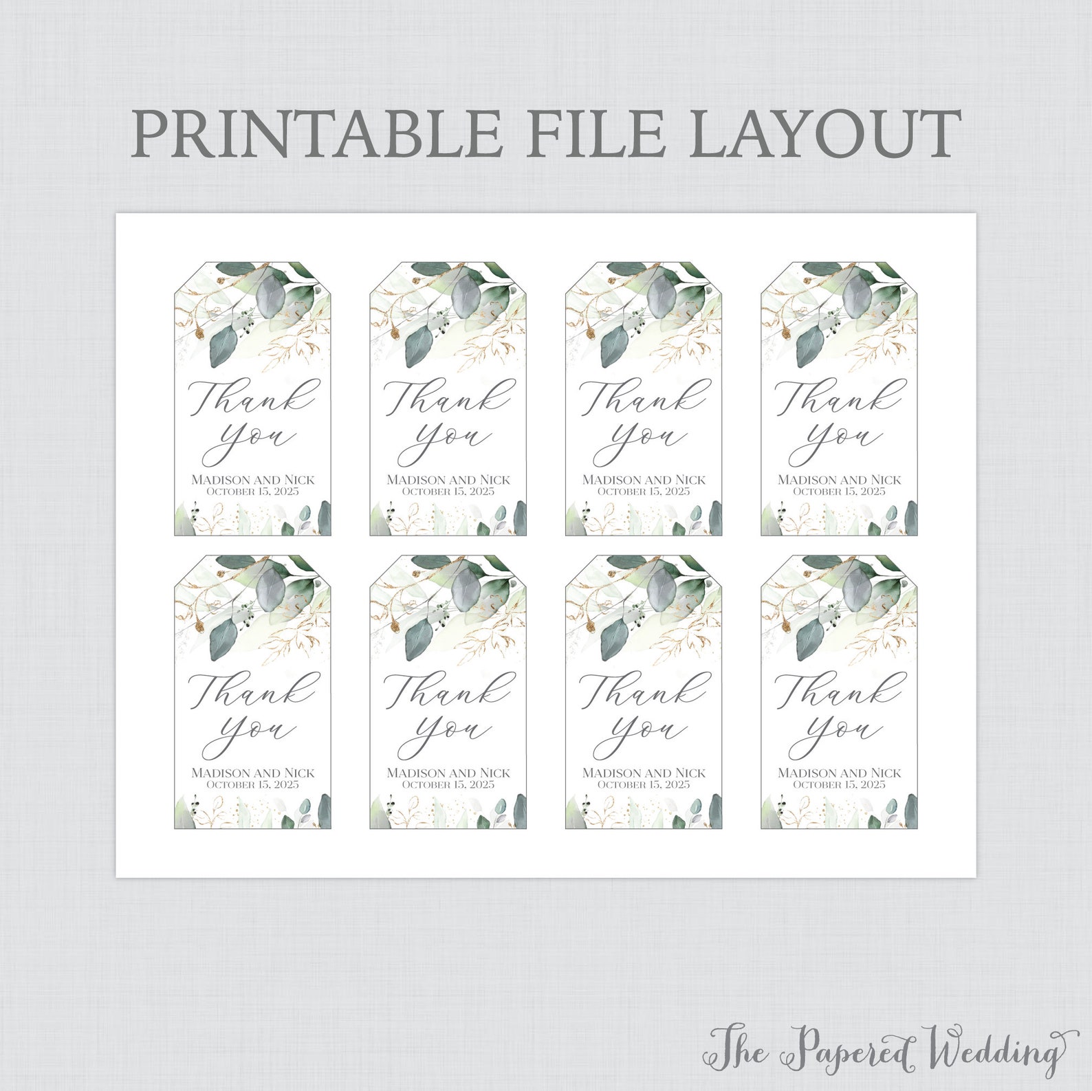 Printable OR Printed Green and Gold Wedding Favor Gift Tags - Etsy