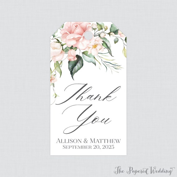 Printable OR Printed Pink Roses Wedding Favor Gift Tags Pink Etsy