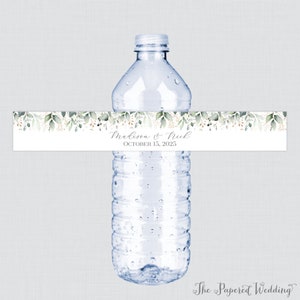Printable OR Printed Green and Gold Wedding Water Bottle Labels Green ...