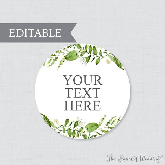EDITABLE Wedding Circle Tags Printable Green Wedding Labels | Etsy Canada