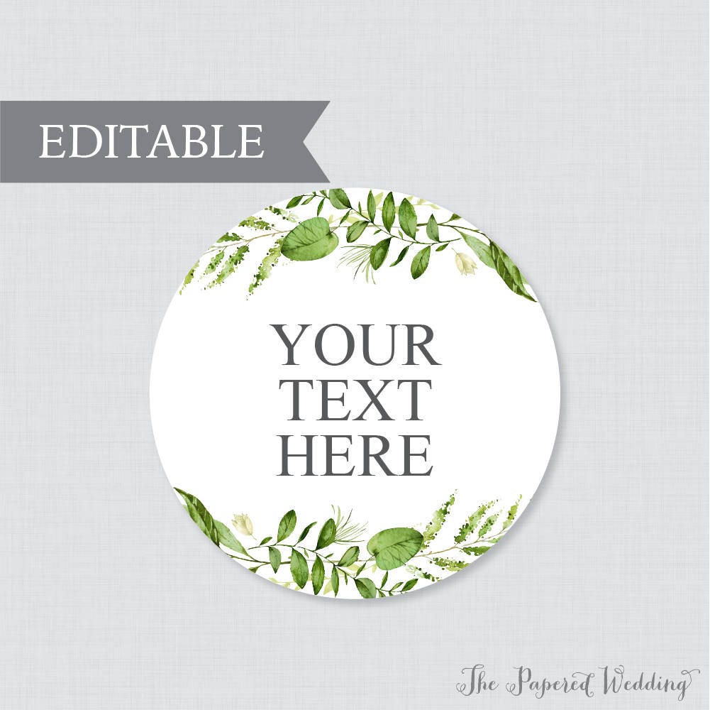 EDITABLE Wedding Circle Tags Printable Green Wedding Labels | Etsy Canada