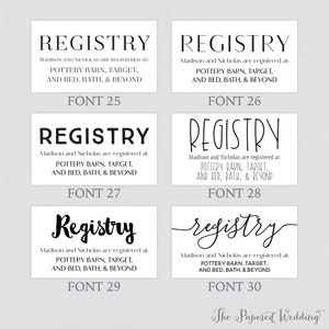 Printable OR Printed Registry Inserts With Custom Color and Font Simple Wedding Registry Insert ...