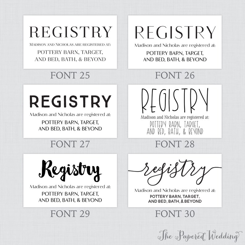 Printable OR Printed Registry Inserts with Custom Color and Etsy