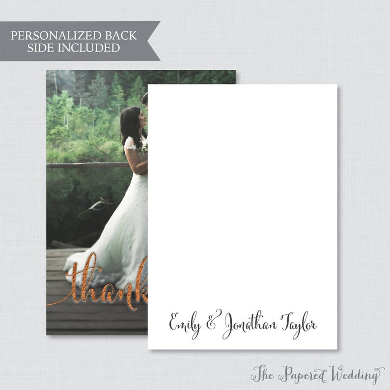 Copper Foil Pressed Photo Thank You Cards REAL Copper Foil Wedding Thank You Cards Personalized Copper Foil Stamped Thank You Cards 0002