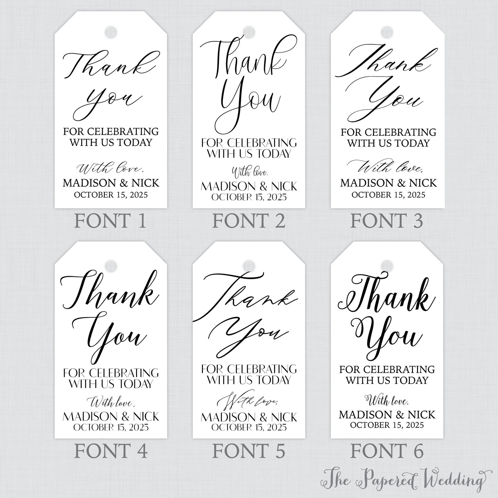 Printable OR Printed Wedding Favor Tags With Custom Colors and Fonts Favor Tags for Wedding ...