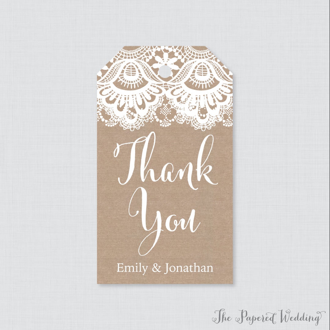 Printable OR Printed Wedding Favor Gift Tags - Burlap and Lace Favor ...