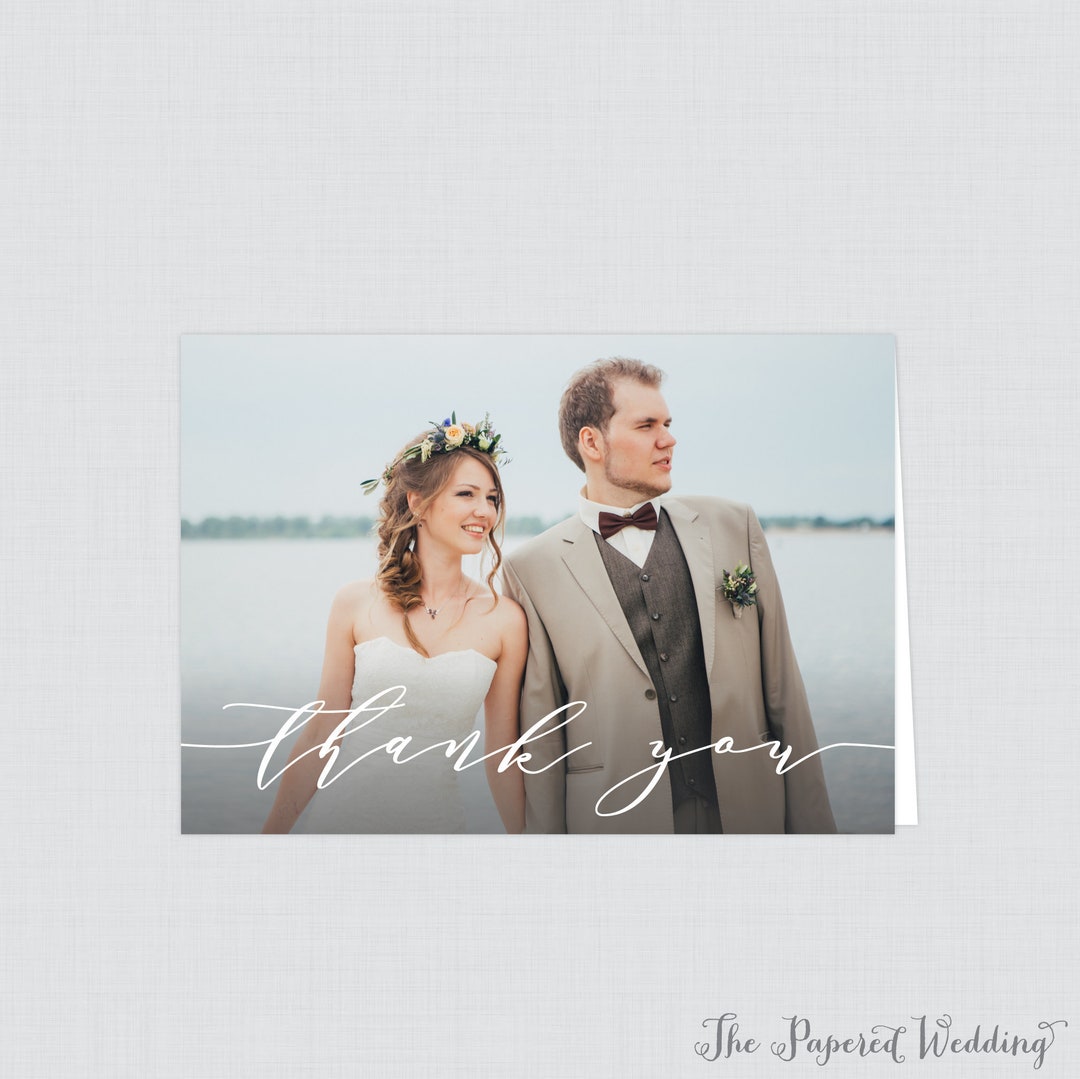Printable OR Printed Folded Photo Thank You Cards - Modern Wedding ...