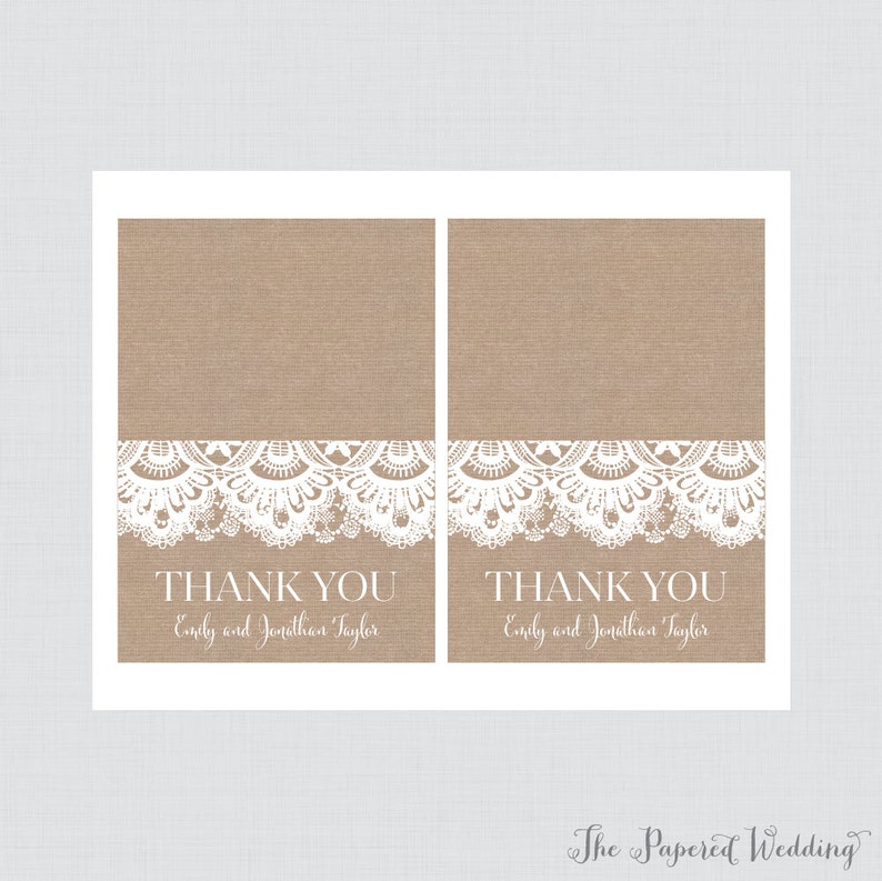Printable OR Printed Wedding Thank You Cards - Rustic Burlap and Lace ...