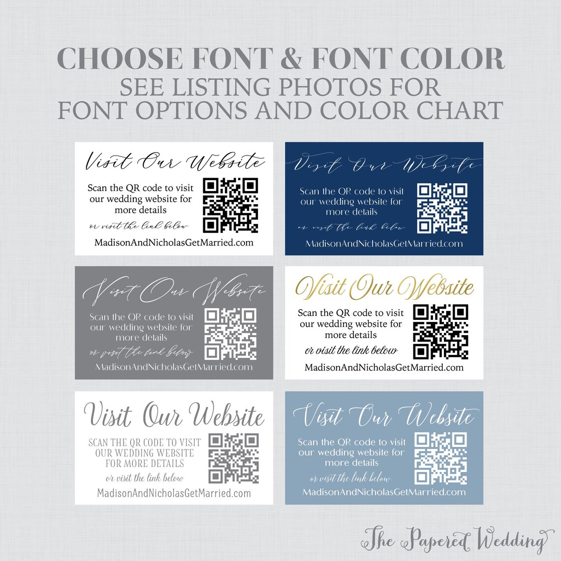 Printable OR Printed QR Code Insert Cards With Custom Color and Font ...