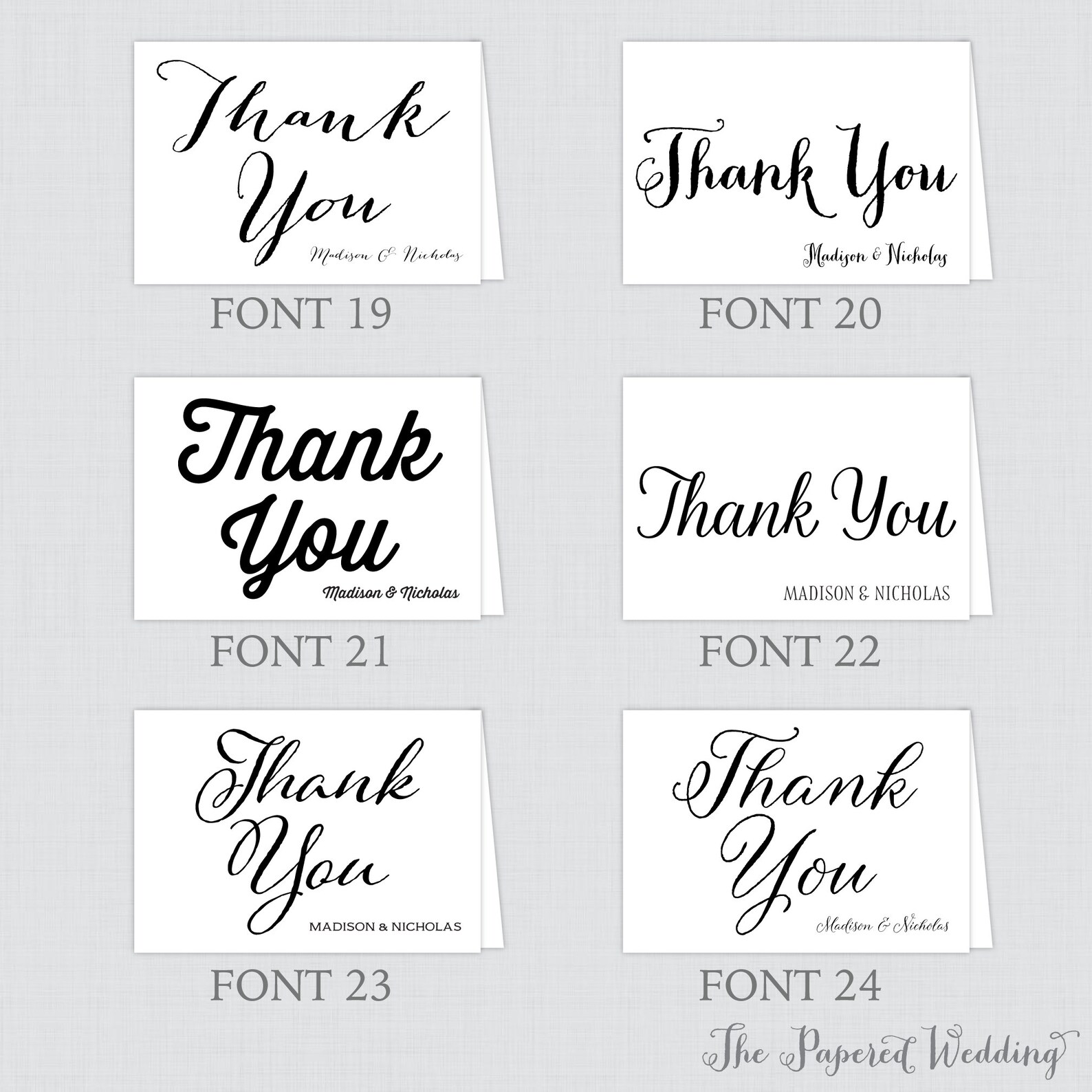 Printable OR Printed Wedding Thank You Cards With Custom Colors and ...