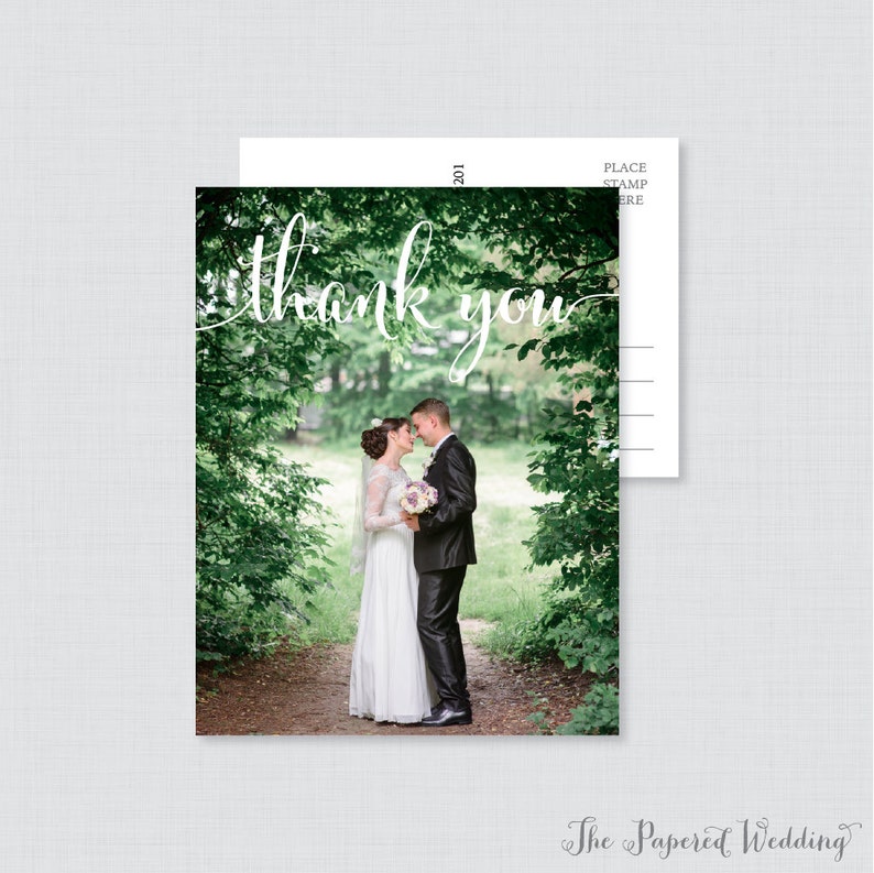 Printable OR Printed Wedding Thank You Postcards Photo Thank You Postcards for Wedding Photo Postcards with Picture 0002 image 1