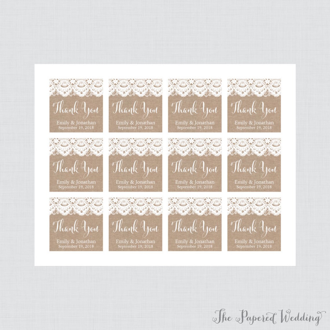 Printable OR Printed Wedding Favor Tags Burlap and Lace - Etsy