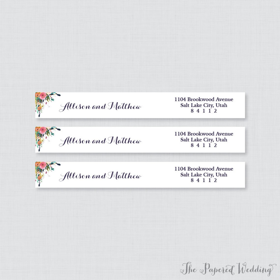 Wedding Address Labels Floral Wrap Around Return Address Etsy