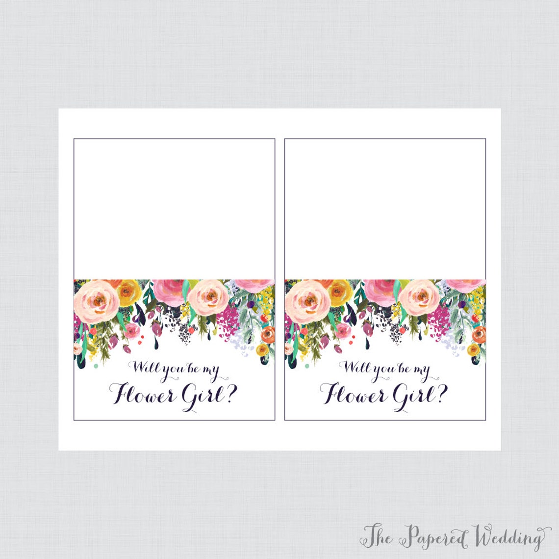 Printable Will You Be My Flower Girl Cards Floral Will You - Etsy