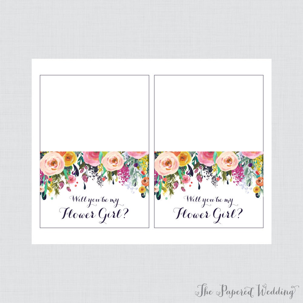 Printable Will You Be My Flower Girl Cards Floral Will You | Etsy