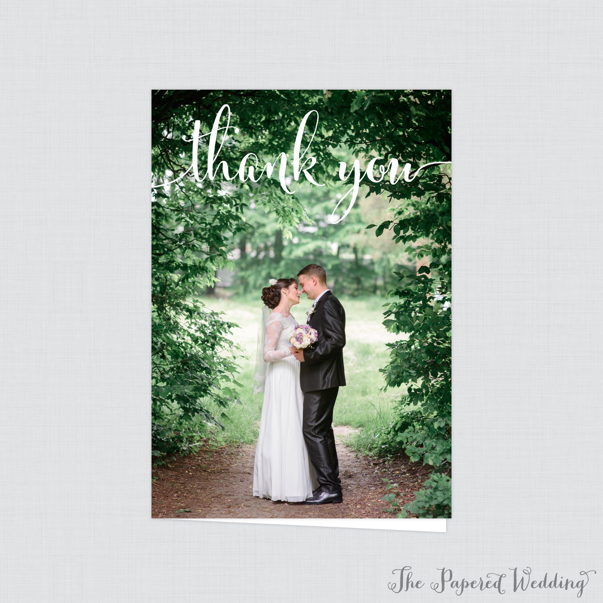 Printable OR Printed Folded Thank You Cards - Portrait Photo Wedding ...
