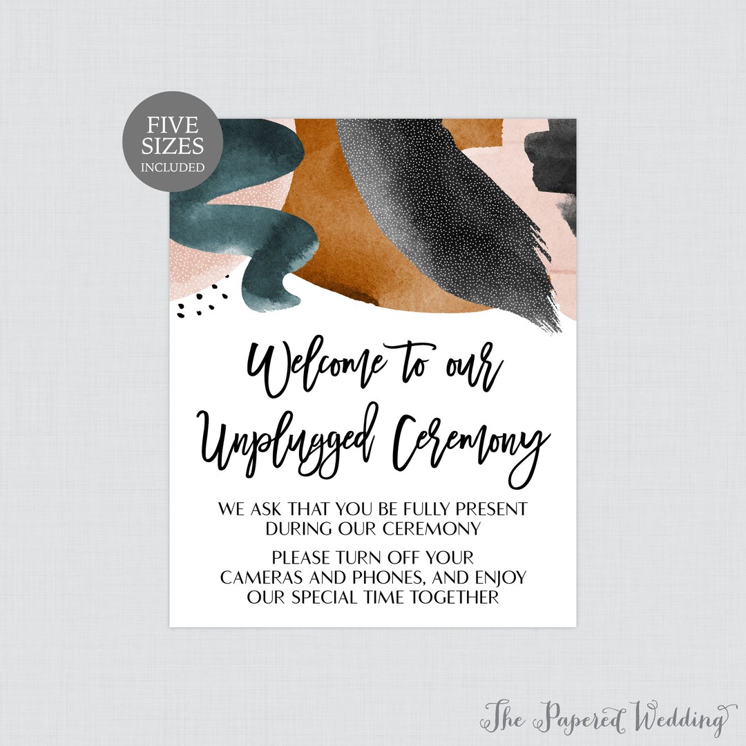 Unplugged Abstract Printable Abstract Unplugged Ceremony Sign Modern Abstract Watercolor ...