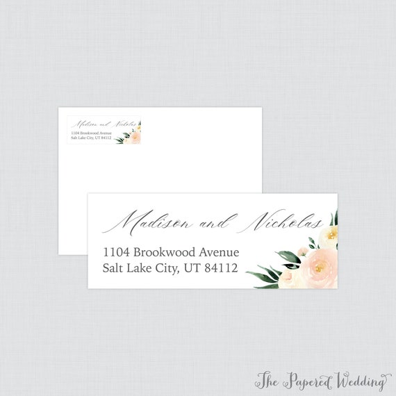 Ivory and Blush Pink Flower Return Address Labels Pink and Cream
