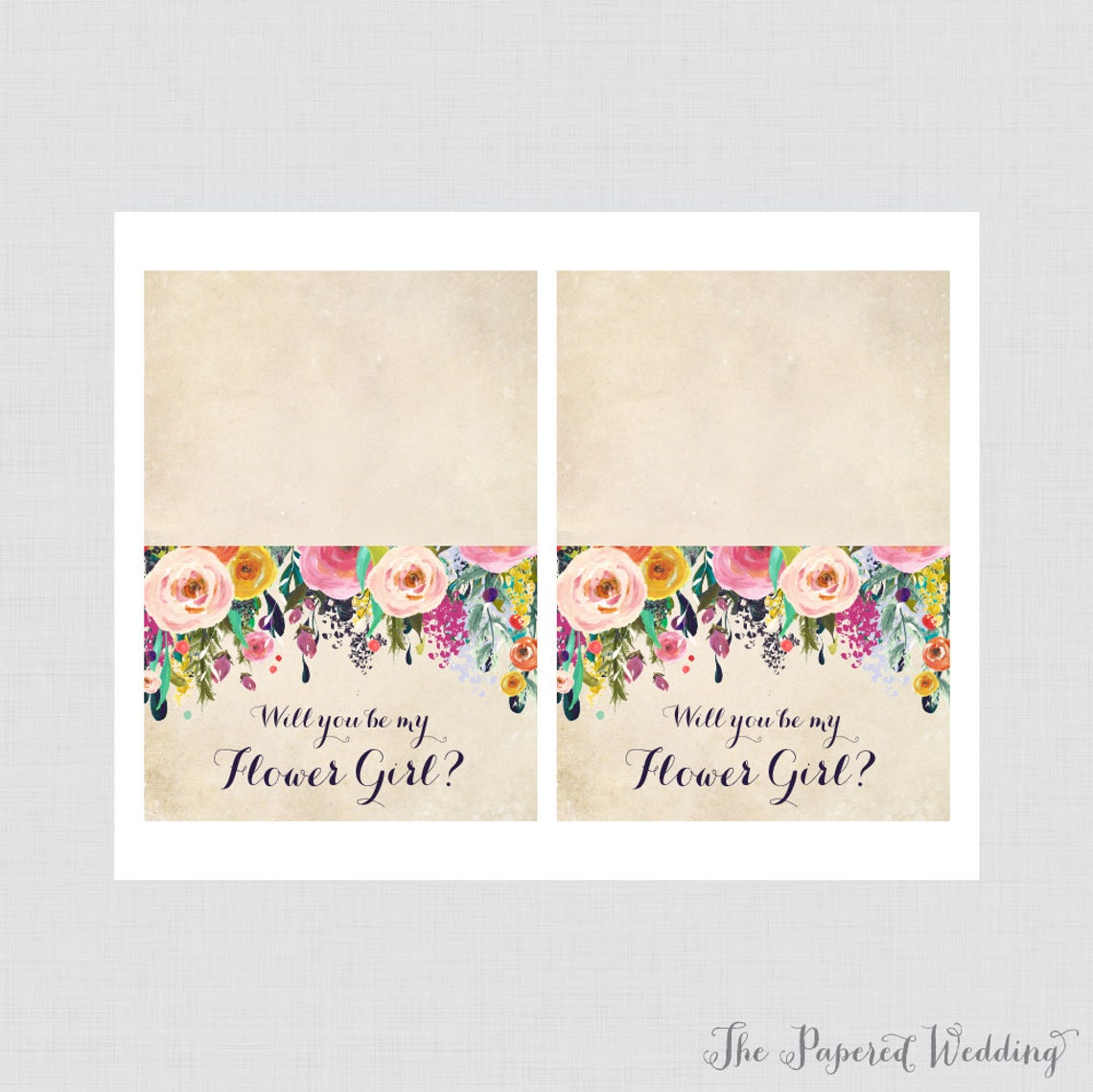 Printable Will You Be My Flower Girl Cards Floral Will You - Etsy