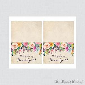 Printable Will You Be My Flower Girl Cards - Floral Will You Be My ...