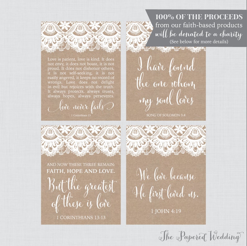 Printable Bible Verse Sign Rustic Burlap and Lace Wedding - Etsy