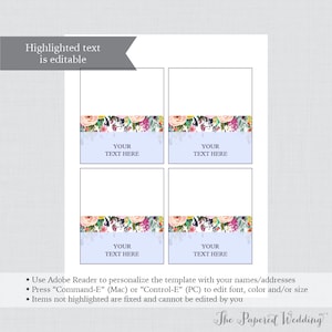 EDITABLE Tent Cards Printable Floral Wedding Tent Cards, Colorful ...