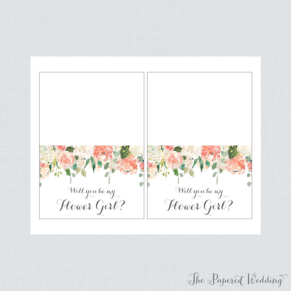 Printable Will You Be My Flower Girl Cards Peach Will You Be Etsy