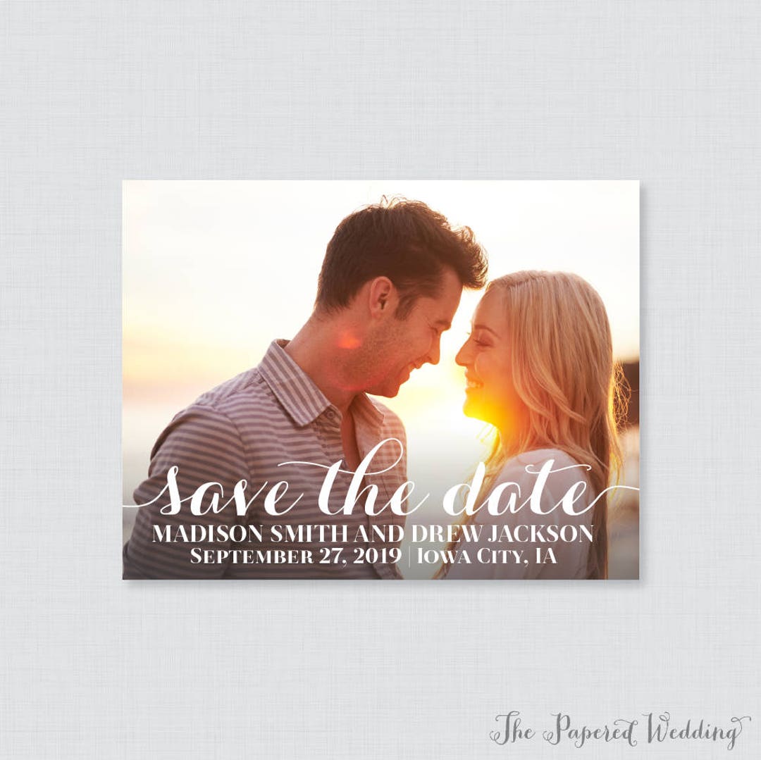 Printable OR Printed Photo Save the Date Cards - Elegant Script Save ...