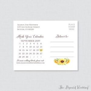 Printable OR Printed Save the Date Postcards - Sunflower Save the Date ...