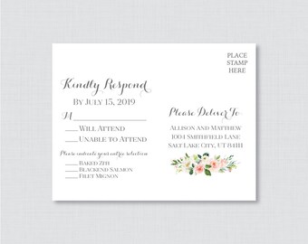 Buy Printable OR Printed Wedding RSVP Postcards Pink Floral Online in India  - Etsy