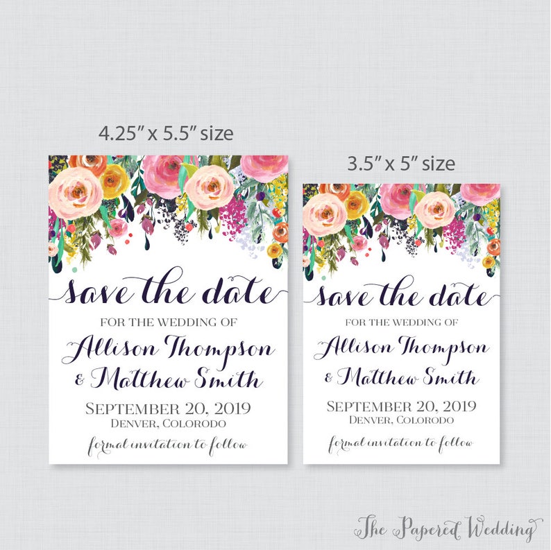 Save the Date Magnets Floral Save the Date Magnets for Wedding Wedding Save the Date Fridge Magnets with Colorful Flowers 0003-B image 4