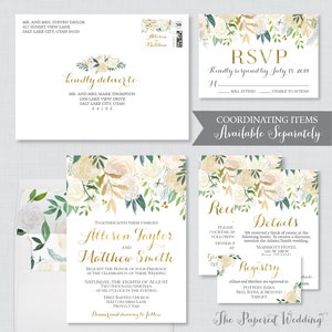 Gold and White Flower Wedding Envelope Liners White A7 Envelopes with Gold, White Floral Envelope Liners, Flower Envelope Liners 0013 image 2