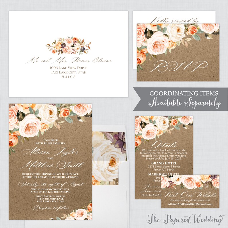 Rustic Autumn Fall Floral Sign 0028 Pink Flower Sign the Guest Book Sign Orange Printable Rustic Floral Wedding Guest Book Sign Kraft