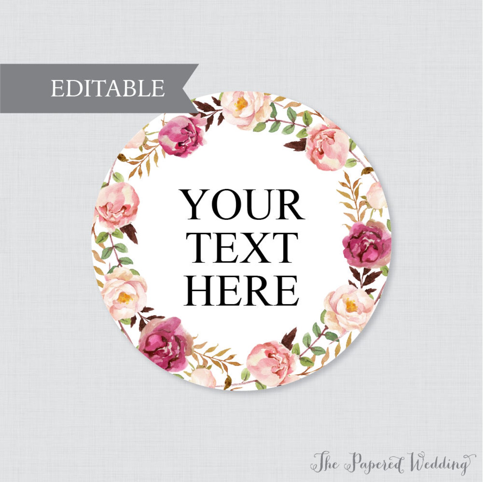 editable wedding tags printable pink floral wedding labels etsy