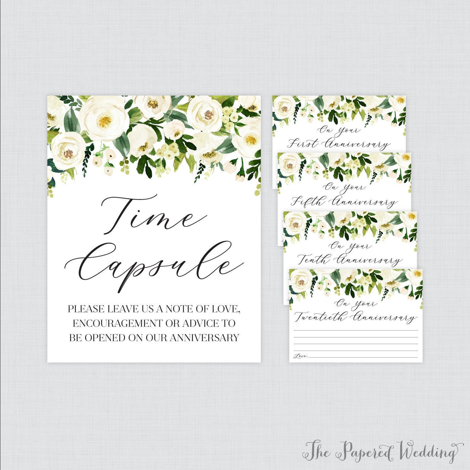 Printable Wedding Time Capsule Activity White Floral Advice | Etsy