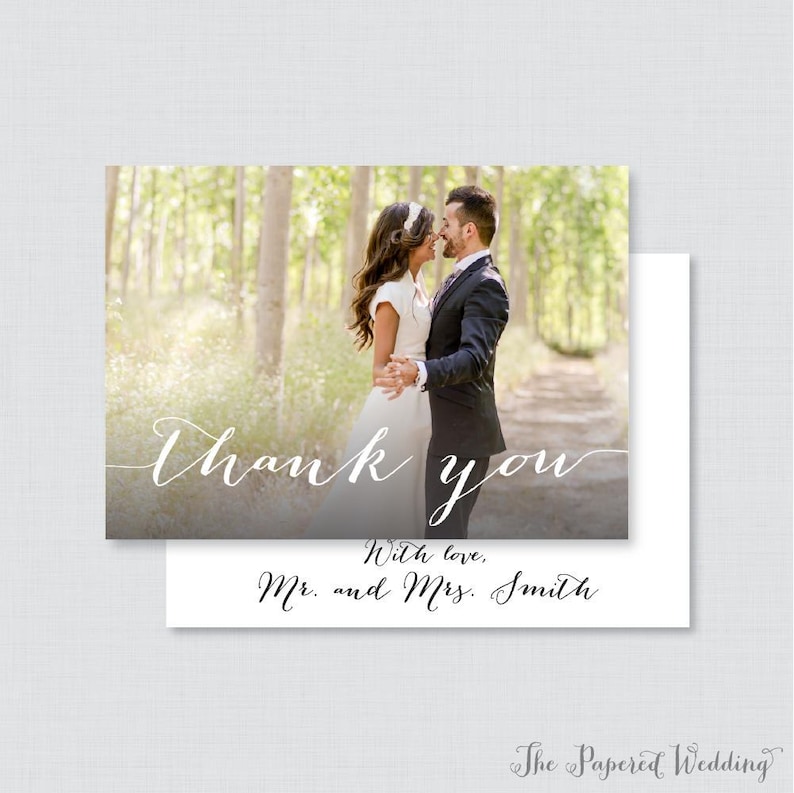 Printable OR Printed Photo Thank You Cards Wedding Thank You Cards with Photo, Personalized Picture Thank You Cards, Custom Thank You 0004 image 1