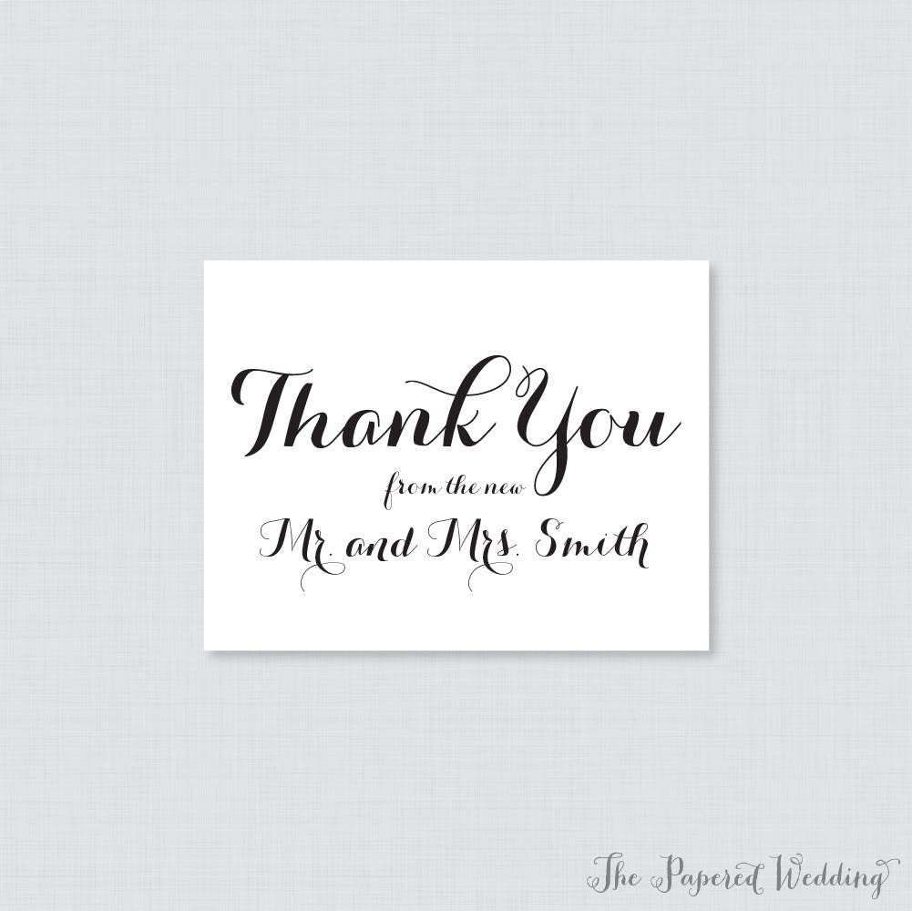 Printable OR Printed Wedding Thank You Postcards - Black and White ...