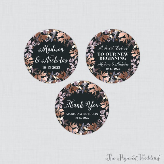 Printable OR Printed Rose Gold Wedding Stickers Black Rose - Etsy