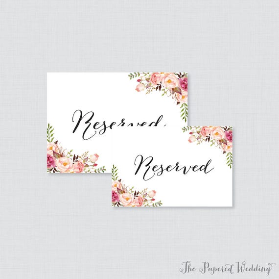Printable Wedding Reserved Signs Pink Floral Reserved Seating Sign for  Wedding, Instant Download Reserved Table Signs Rustic Flowers 0004 - Etsy  Norway