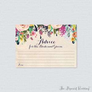 Printable Wedding Advice Cards - Floral Advice for the Bride and Groom ...