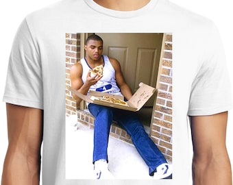 Big Guys Rule Big and Tall Young Charles Barkley Eating Pizza Photo T Shirt